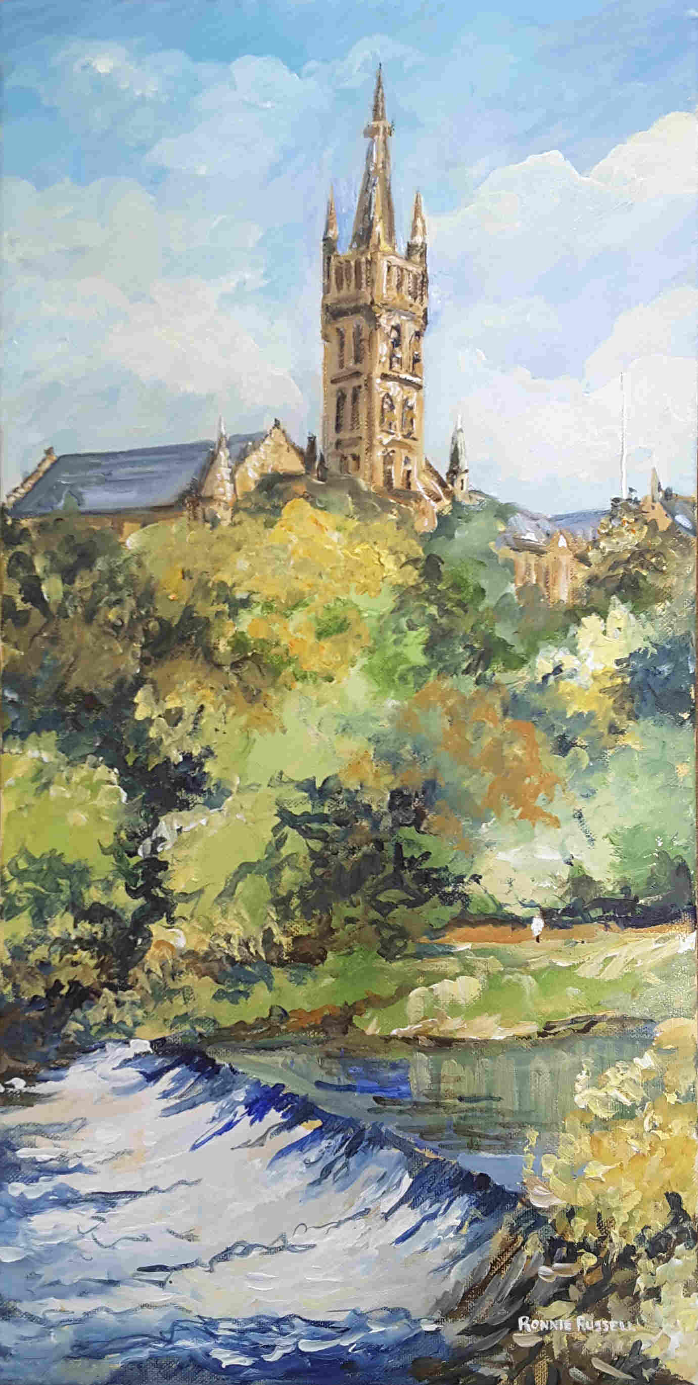 'Glasgow University and River Kelvin' by artist Ronnie Russell